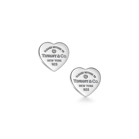 tiffany heart tag earrings silver